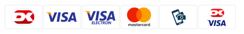 Dankort, Visa, Visa Electron, Mastercard og MobilePay